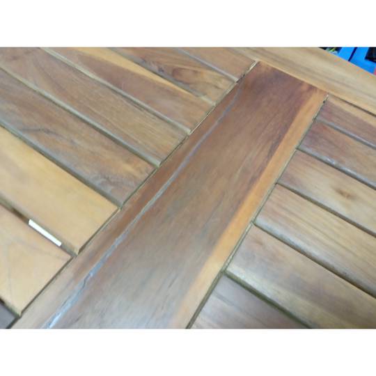 Mesa redonda dobrável de 90 cm para jardim exterior em madeira de teca certificada