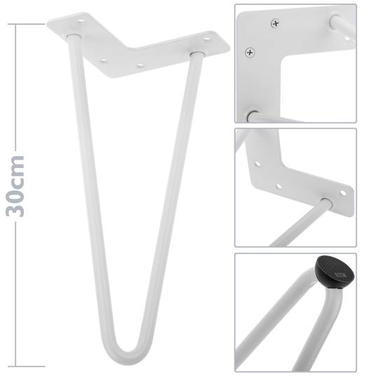 Peus per taula i moble Potes en acer 2 varetes 30 cm blanc 4-pack