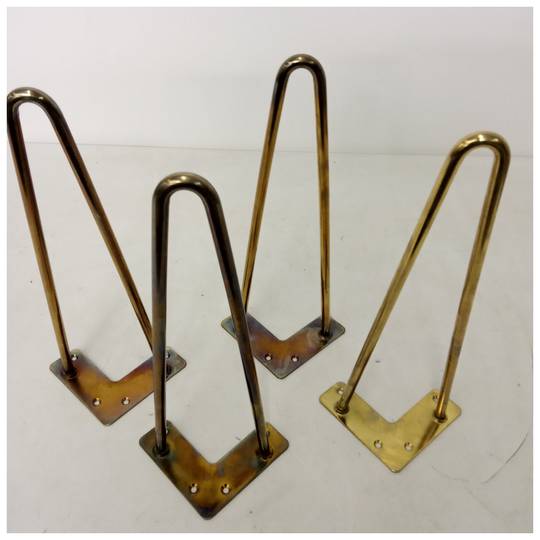 Tafel- en meubelpoten, stalen poten, 2 stangen, 41 cm, koper, 4-pack