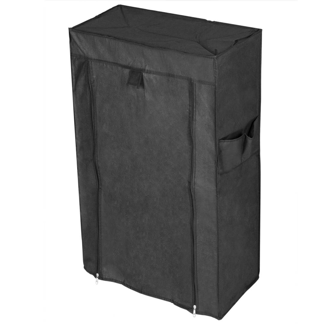 Armadio in tessuto sfoderabile e scarpiera 60 x 30 x 108 cm nero con anta avvolgibile