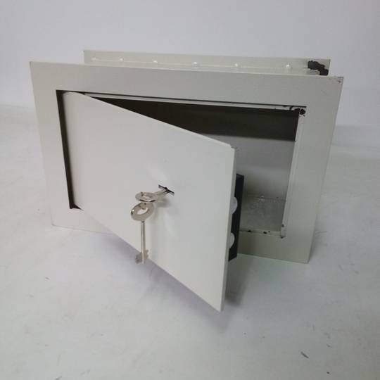 Coffre-fort en acier encastrable avec clés, 36x15x23cm, beige