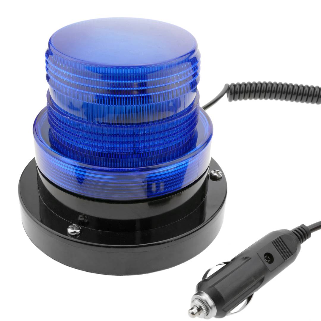 Luce stroboscopica di emergenza per auto con fissaggio magnetico a 12V blu  - Cablematic