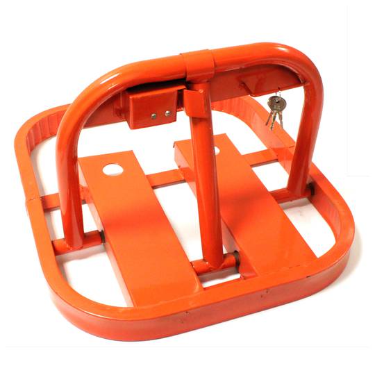Folding parking barrier metallic lock type fence
