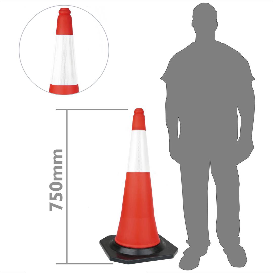 Cône de signalisation - Cone de travaux - Plot de chantier Dimensions  Hauteur 75 cm