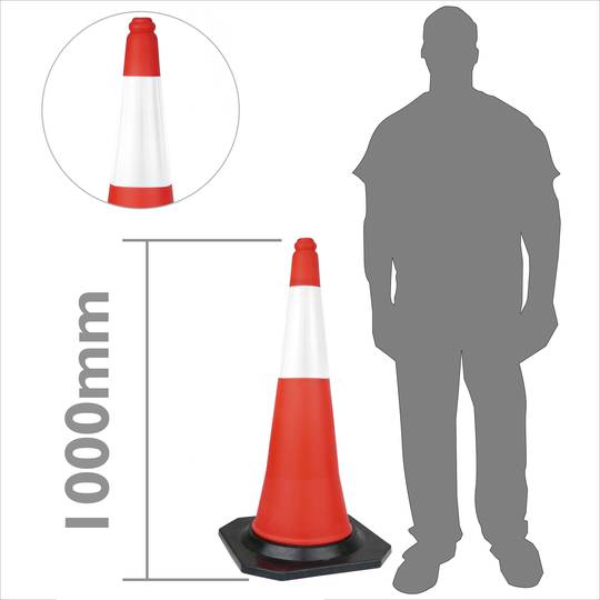 Verkeerskegel met signaalreflector en baken 100 cm