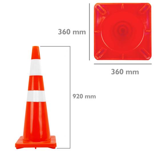 Cone de trânsito sinalização e marcado com refletor de 92 cm de borracha