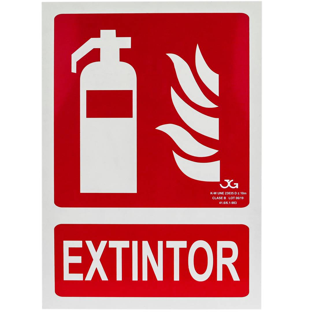 Fire extinguisher sign 21 x 30 cm. Luminescent signal