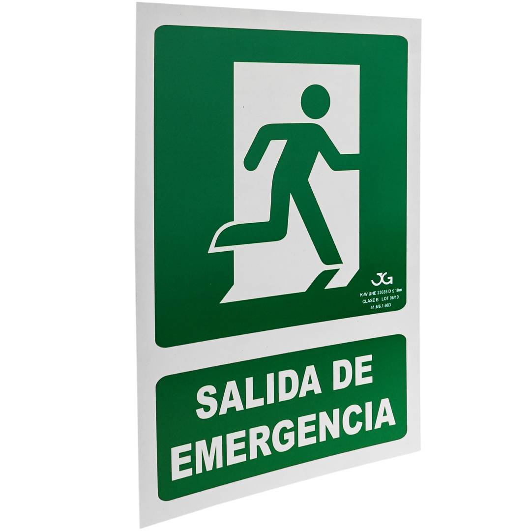 Cartello uscita di emergenza a destra. Segnale luminescente 21 x 30 cm
