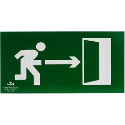 Signe de sortie de secours à droite. Signal d'urgence luminescent de 32 x 16 cm