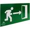 Signe de sortie de secours à droite. Signal d'urgence luminescent de 32 x 16 cm