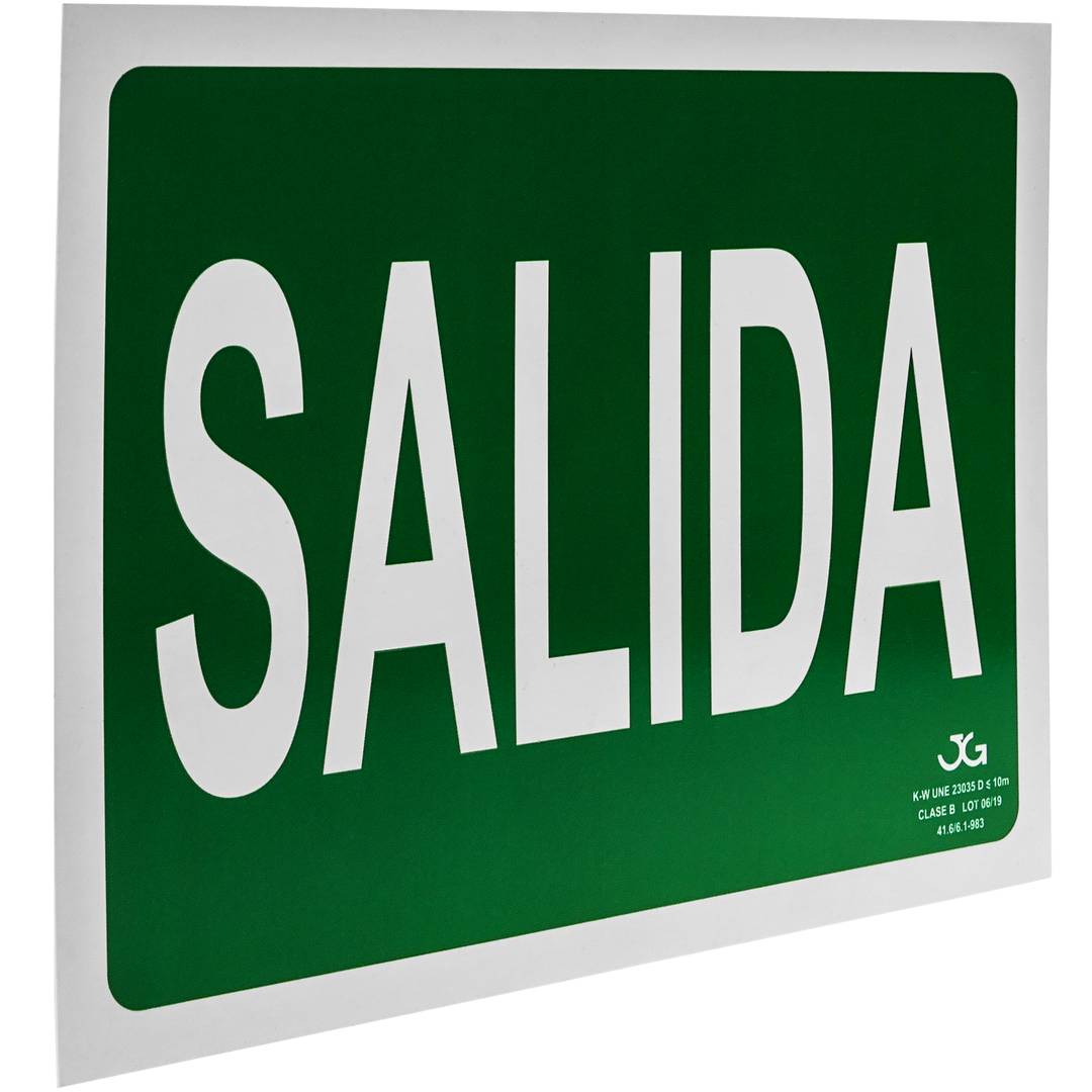 Signe de sortie de secours. Signal d'urgence luminescent de 30 x 21 cm avec SALIDA