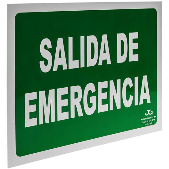 Signe de sortie de secours. Signal d'urgence luminescent de 30 x 21 cm avec SALIDA DE EMERGENCIA