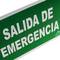 Signe de sortie de secours. Signal d'urgence luminescent de 30 x 21 cm avec SALIDA DE EMERGENCIA