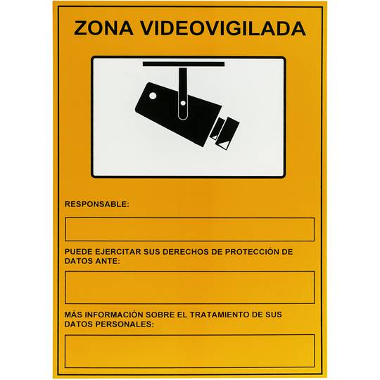Poster della zona di videosorveglianza di 21 x 29 cm. Segnale informativo de CCTV