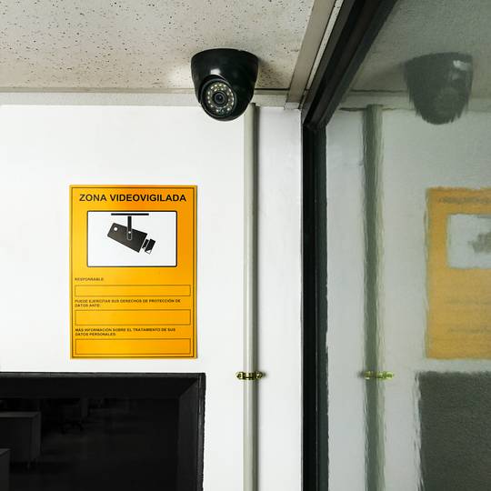 Poster della zona di videosorveglianza di 21 x 29 cm. Segnale informativo de CCTV