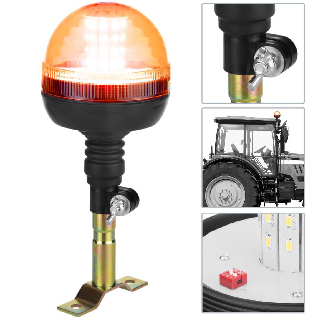Rotierendes gelbes LED-Blitzlicht für Notfälle 12-24 Vdc mit austauschbarer  Halterung - Cablematic