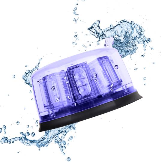 Lumière stroboscopique bleue avec base magnétique et prise allume-cigare avec interrupteur et sélection de mode