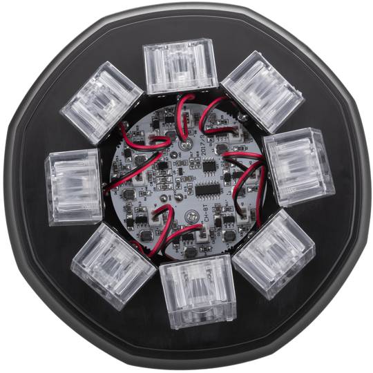 Lumière stroboscopique bleue avec base magnétique et prise allume-cigare avec interrupteur et sélection de mode