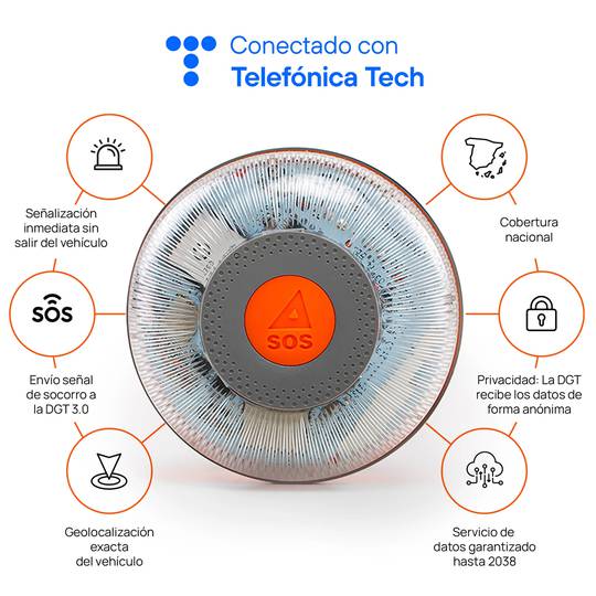Baliza geolocalizada luz de emergencia conectada V16 DGT 3.0 para coche moto o camión