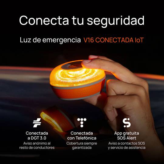 Baliza geolocalizada luz de emergencia conectada V16 DGT 3.0 para coche moto o camión