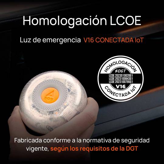 Baliza geolocalizada luz de emergencia conectada V16 DGT 3.0 para coche moto o camión
