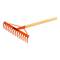 Rastrillo para campo y jardín con 14 dientes de 1 m x 40 cm de acero con mango de madera Stocker