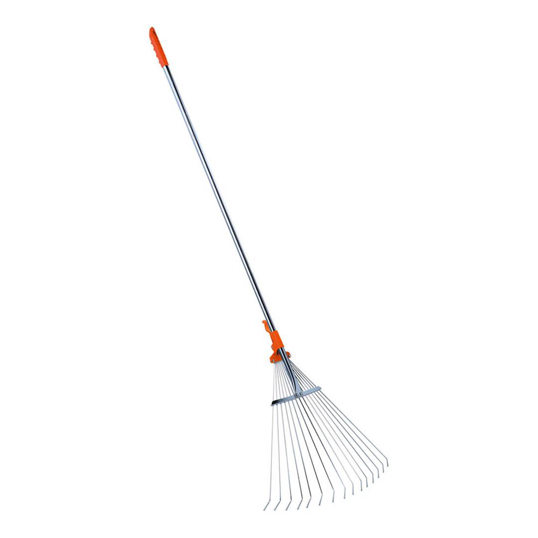 15-tooth adjustable foliage rake with 1.28 to 1.6 m steel Stocker telescopic handle