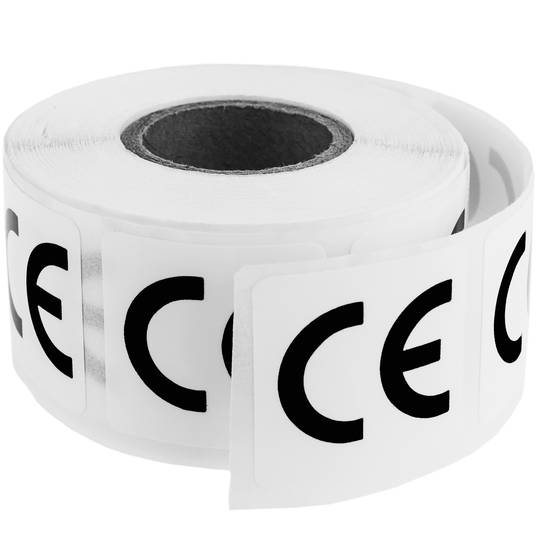 Rol van 500 zelfklevende etiketten met het CE-logo 25x25 mm