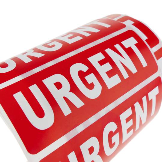 Roll adhesive labels with 1000 labels for urgent packages shipments 89x32mm