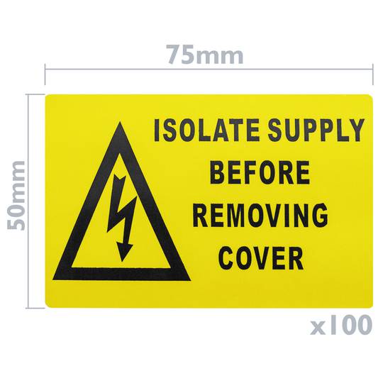 Rouleaux bobine 100 étiquettes pour l'avertissement de risque électrique 75x50mm