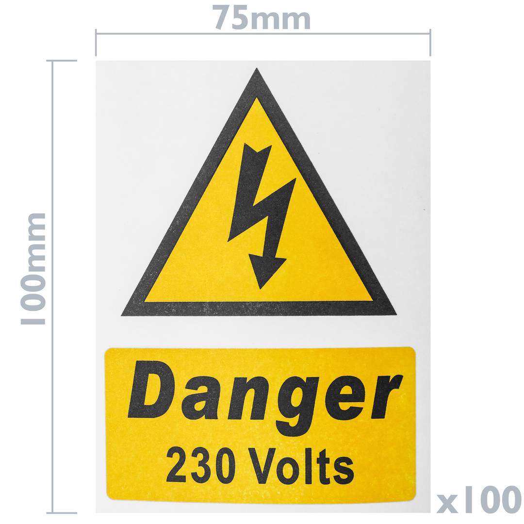 Rollen spule 100 etiketten zur elektrischen Risikowarnung 100x75mm