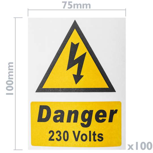 Rollen spule 100 etiketten zur elektrischen Risikowarnung 100x75mm
