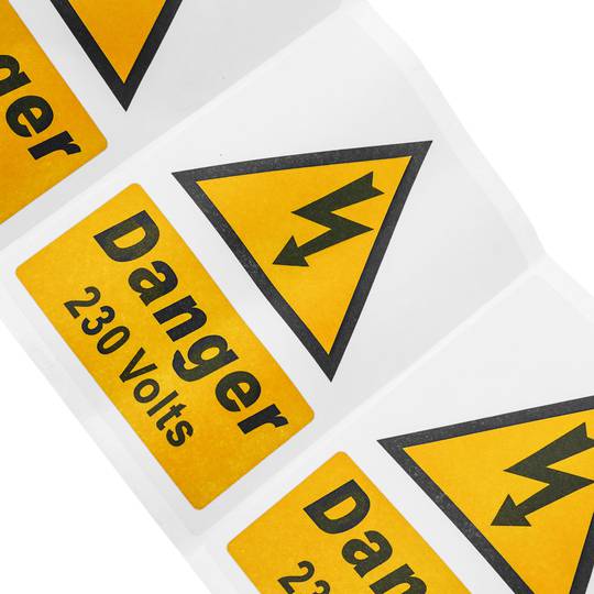 Rollen spule 100 etiketten zur elektrischen Risikowarnung 100x75mm