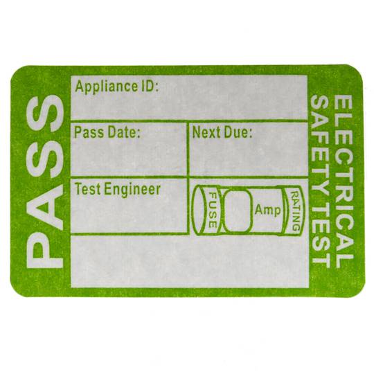 Rol van 1000 zelfklevende etiketten elektrische veiligheidstest 38x25mm