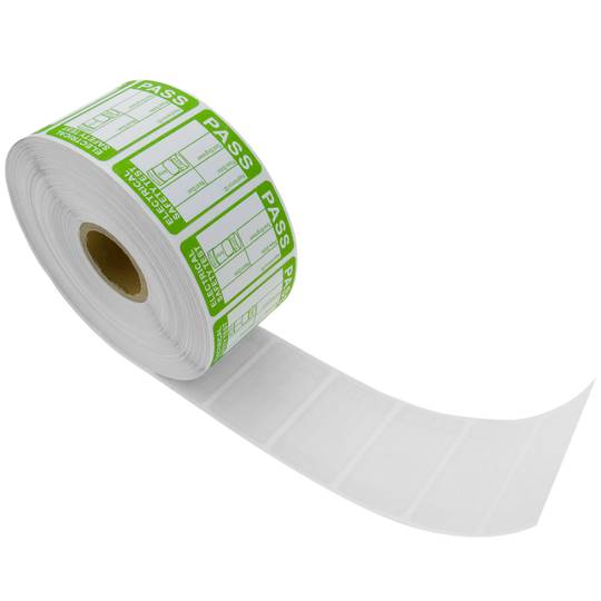 Rol van 1000 zelfklevende etiketten elektrische veiligheidstest 38x25mm