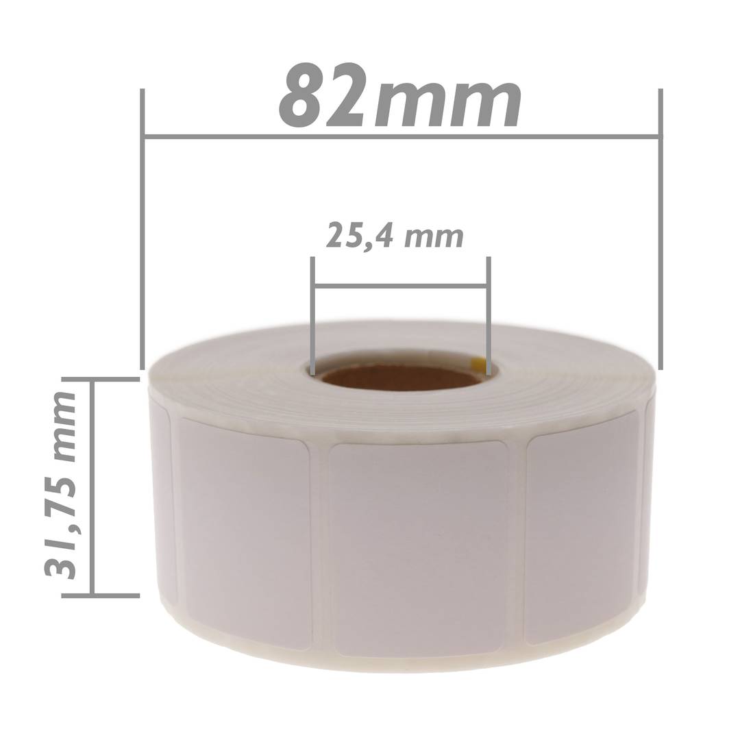 Rol van 1200 zelfklevende etiketten voor directe thermische printer 31,75x25,4 mm