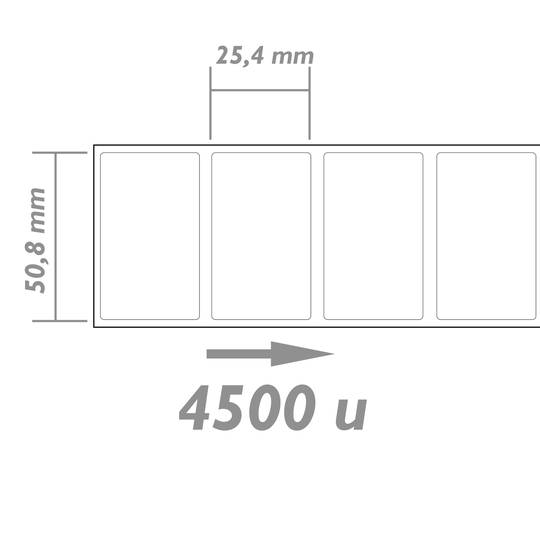 Rol van 4500 zelfklevende etiketten voor directe thermische printer 50.8x25.4mm