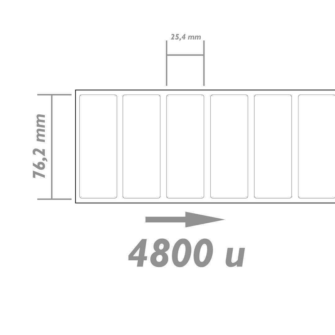 Rol van 4800 zelfklevende etiketten voor directe thermische printer 76.2x25.4mm