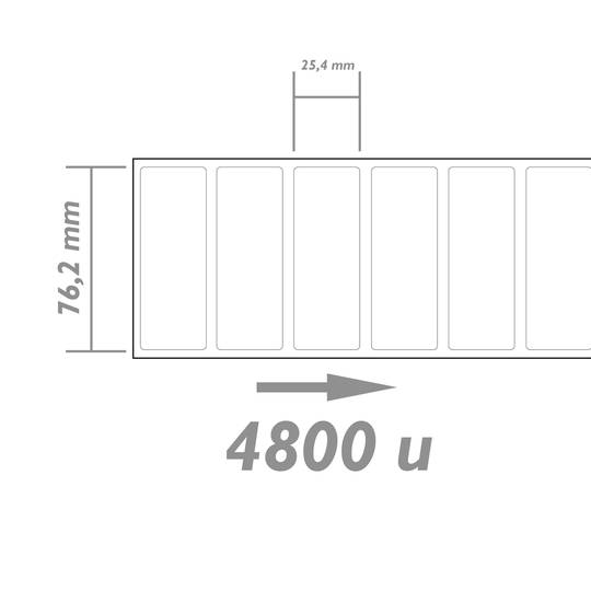 Rol van 4800 zelfklevende etiketten voor directe thermische printer 76.2x25.4mm