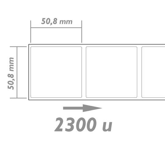 Rolka 2300 samoprzylepnych etykiet do drukarki termotransferowej 50,8 x 50,8 mm