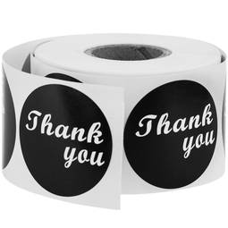 Autocollant adhésif rond noir 38 mm 'Thank You'