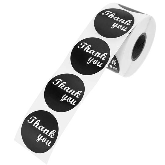 38mm ronde zwarte sticker 'Thank You'