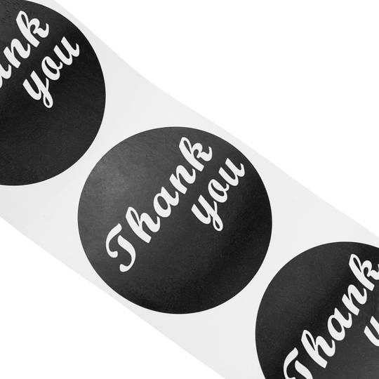 38mm ronde zwarte sticker 'Thank You'