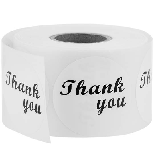 38mm witte ronde sticker 'Thank You'