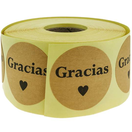 Runder Aufkleber Braun 38 mm 'Gracias'
