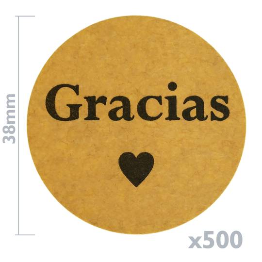 Runder Aufkleber Braun 38 mm 'Gracias'