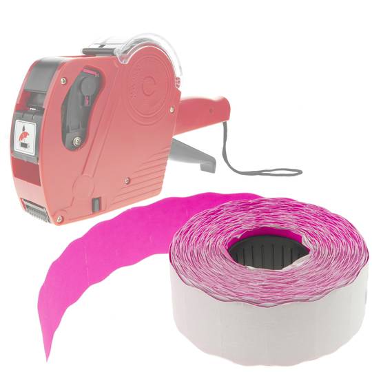 Thermal roll label with 800 pink adhesive labels 22x12 mm 10 units