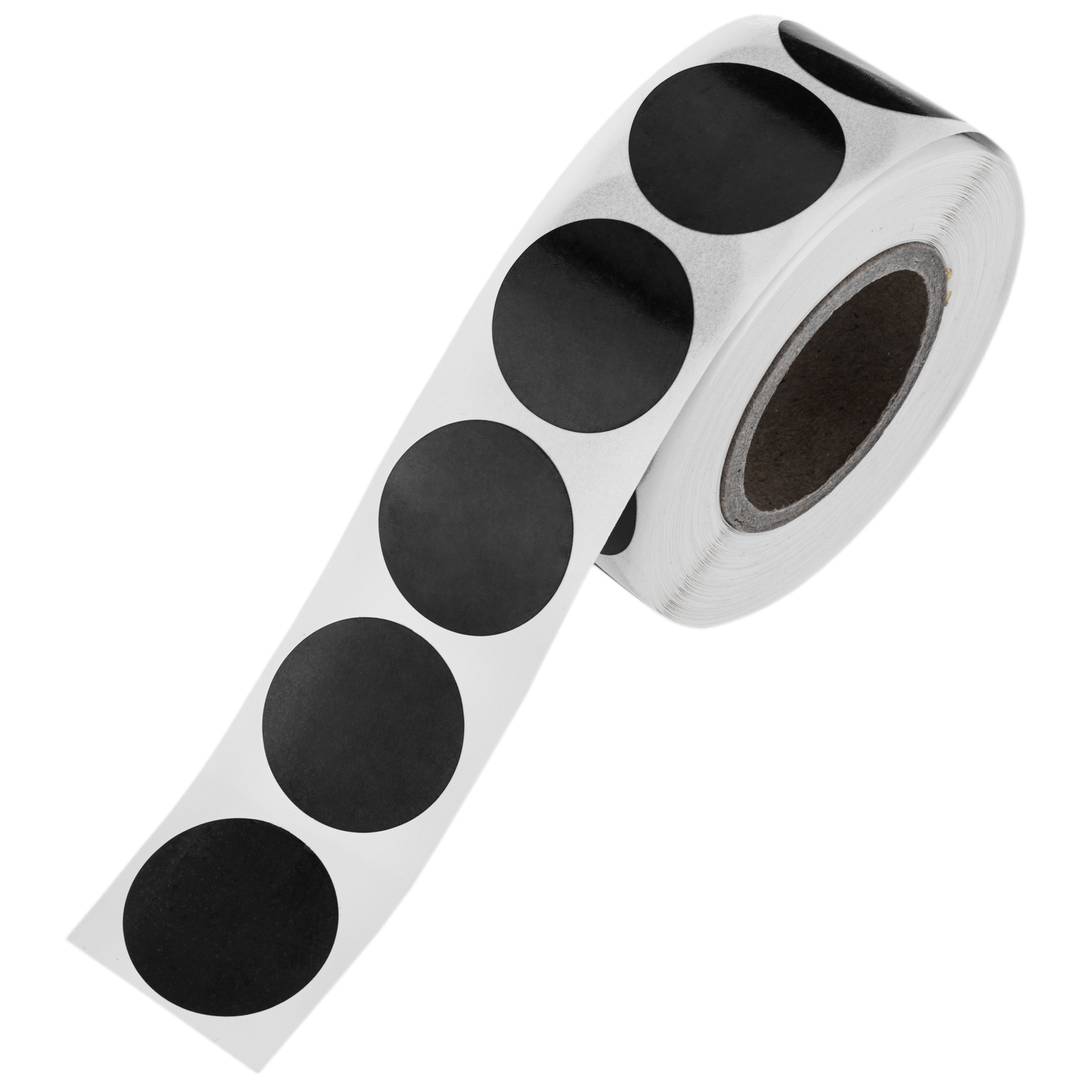 Roll of 500 black round adhesive labels 19 mm