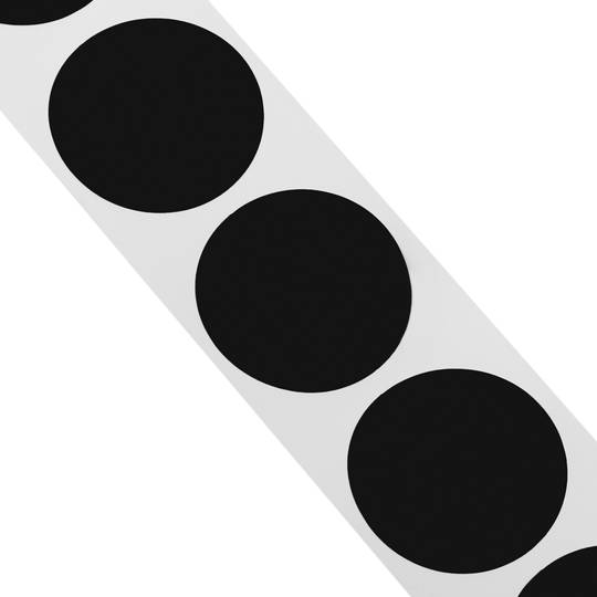Roll of 500 black round adhesive labels 19 mm
