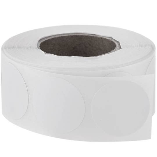 Roll of 500 white round adhesive labels 19 mm